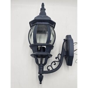 20" Blue Carriage Light Sconce 8 Panel Beveled Glass Outdoor Wall Fixture